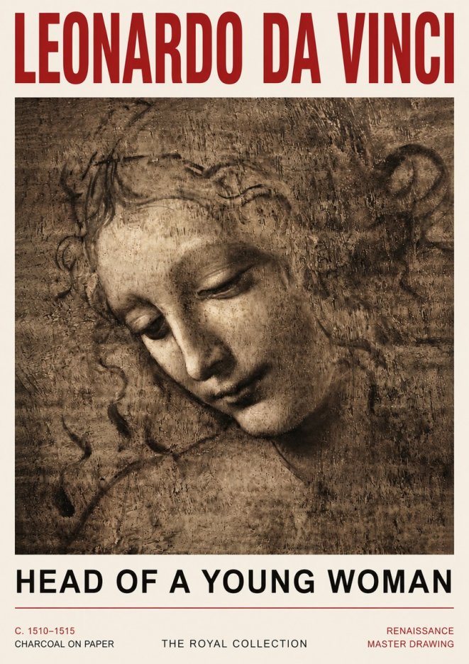 Leonardo da Vinci Head of a Young Woman II No5 - Poster