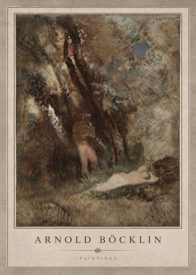 Arnold Böcklin Pan Frightening a Nymph No3 - Poster
