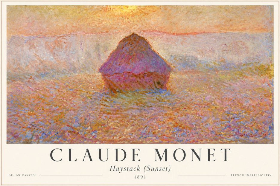 Monet Haystack (Sunset) No4 - Poster