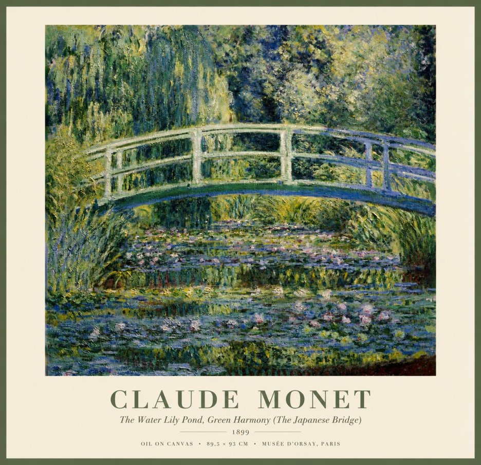 Monet The Water Lily Pond, Green Harmony (the Japanese Bridge) No1 - Poster