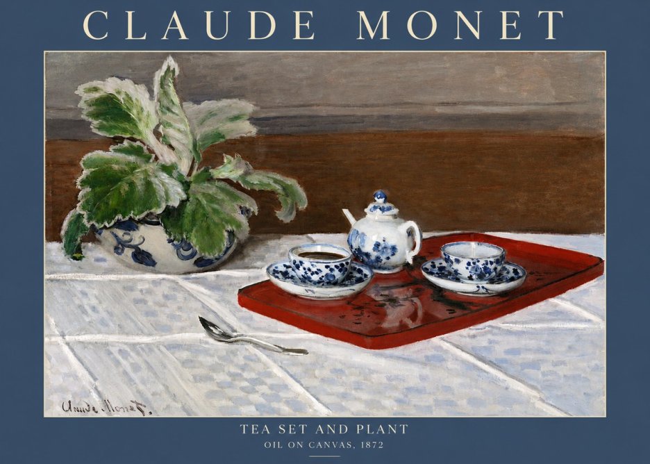 Monet Tea Set and Plant No2 - Poster