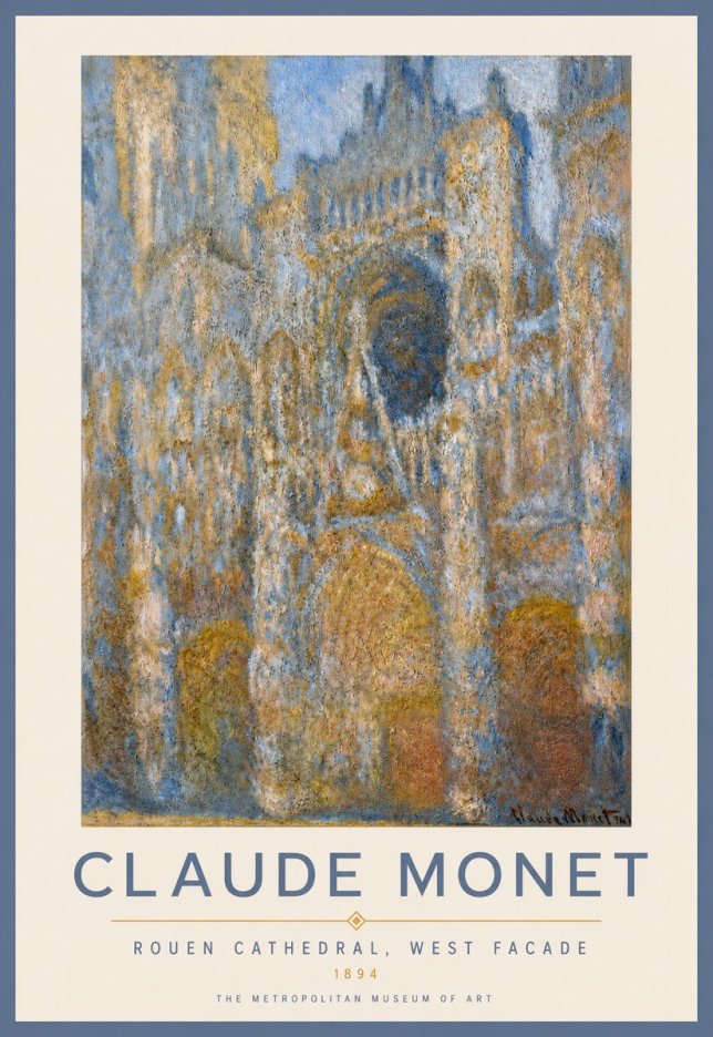 Monet Rouen Cathedral, West Facade No2 - Poster