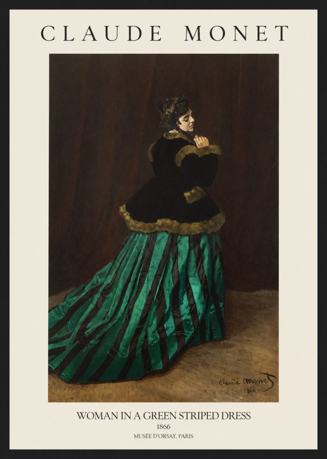 Monet Woman in a Green Striped Dress No1 - Poster