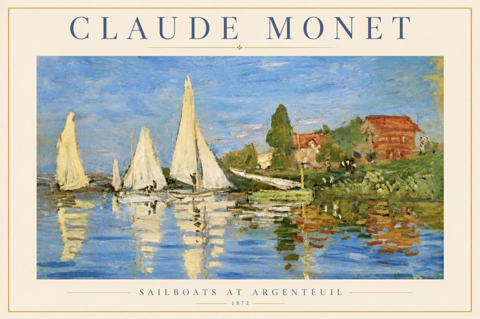 Monet Sailboats at Argenteuil No5 - Poster