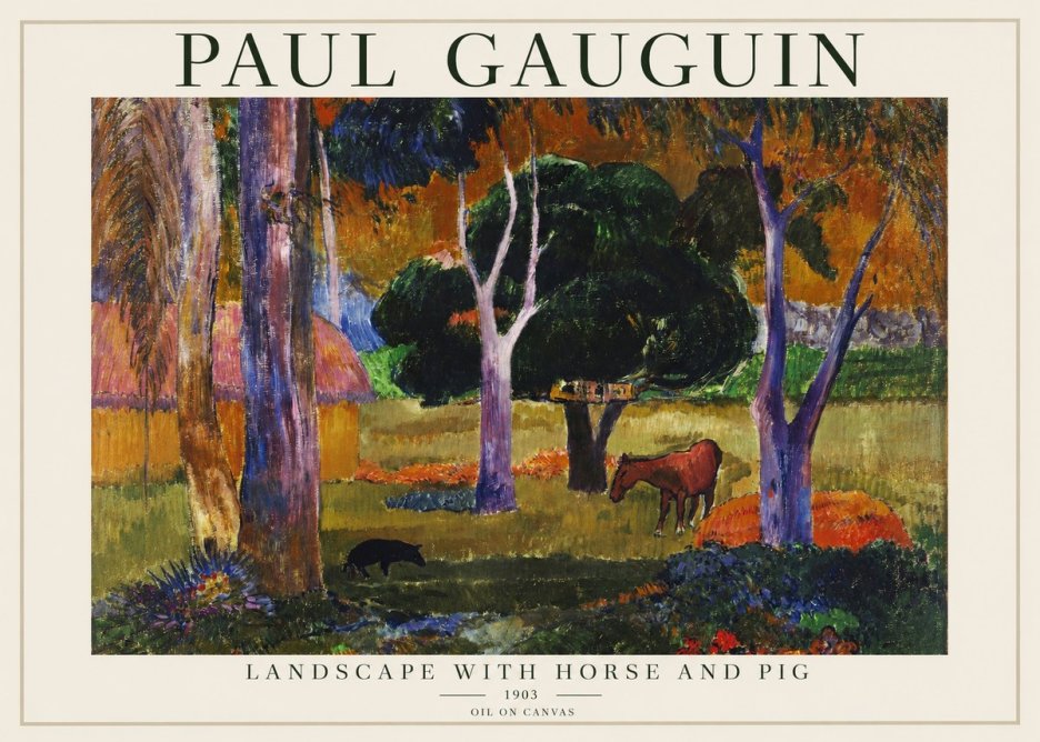 Paul Gauguin Landscape with Horse and Pig No1 - Poster