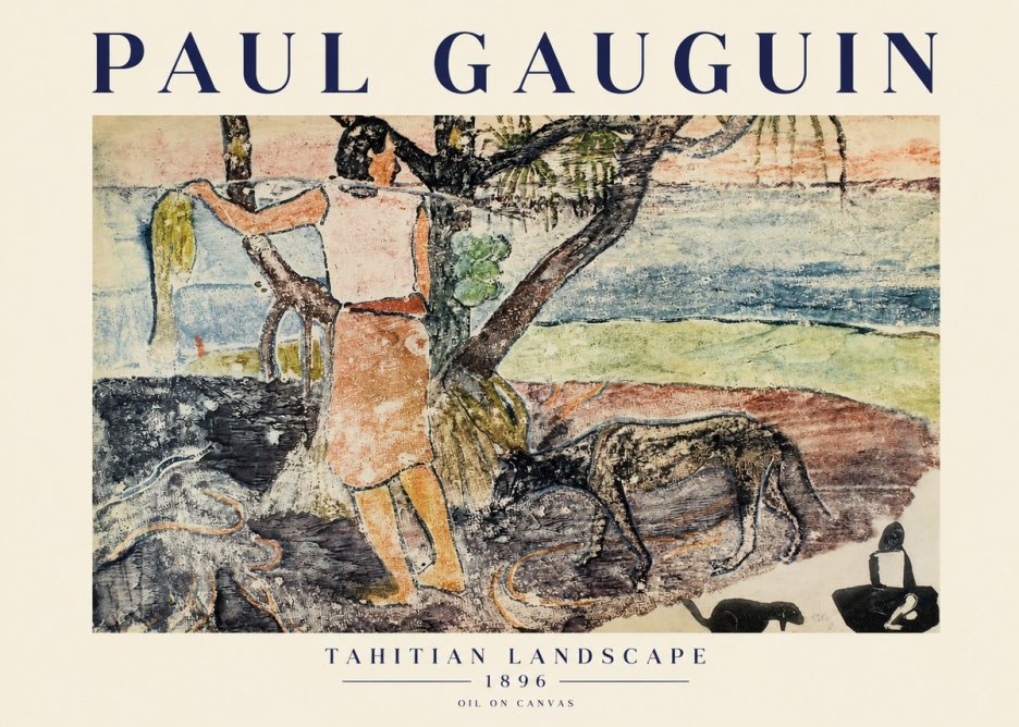 Paul Gauguin Woman with Dog (Te Faaturuma) No5 - Poster