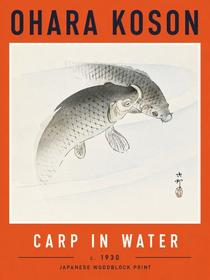 Ohara Koson Carp in Water No6 - Poster
