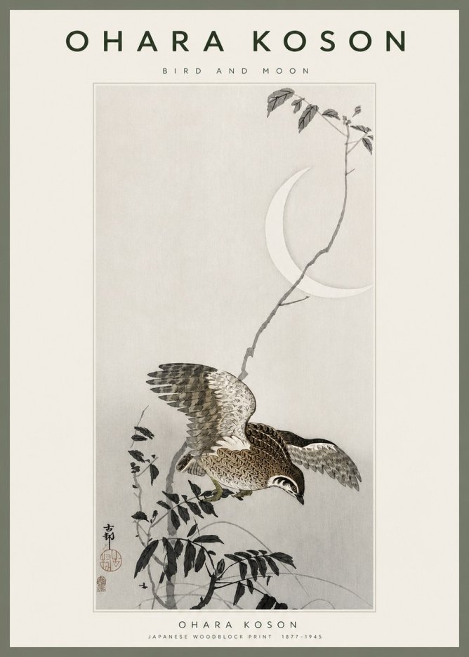 Ohara Koson Bird and Moon No2 - Poster