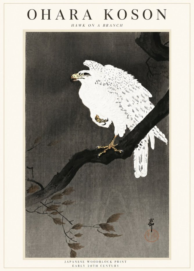 Ohara Koson Hawk on a Branch II No3 - Poster