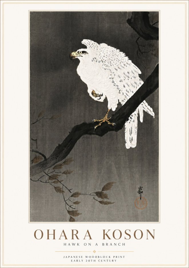 Ohara Koson Hawk on a Branch II No6 - Poster
