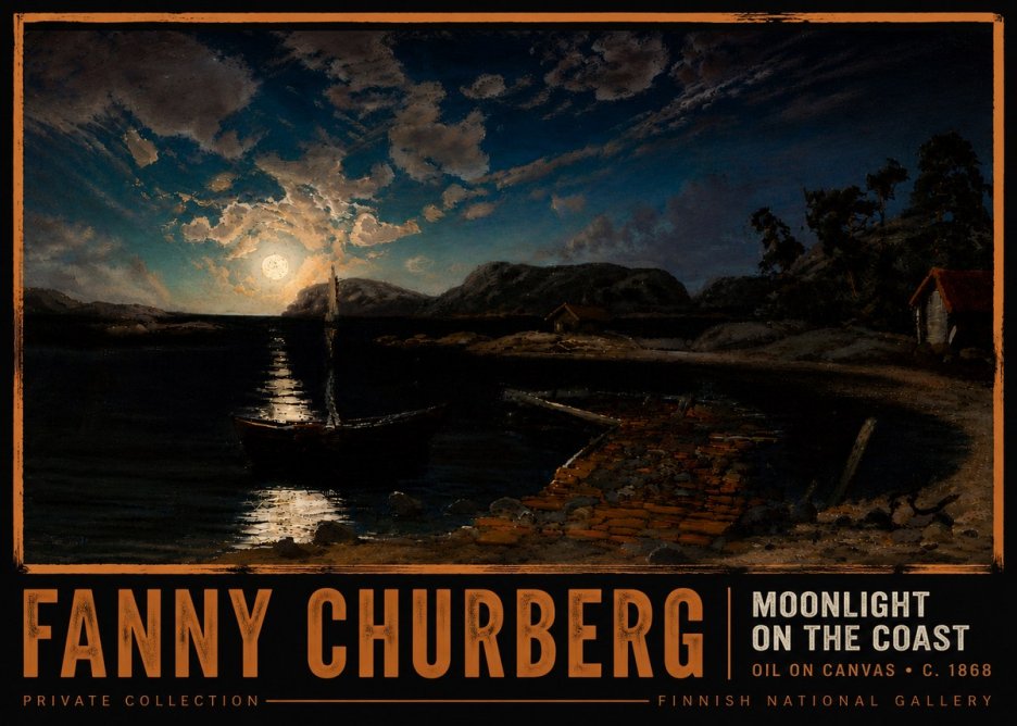 Fanny Churberg Moonlight on the Coast No6 - Poster