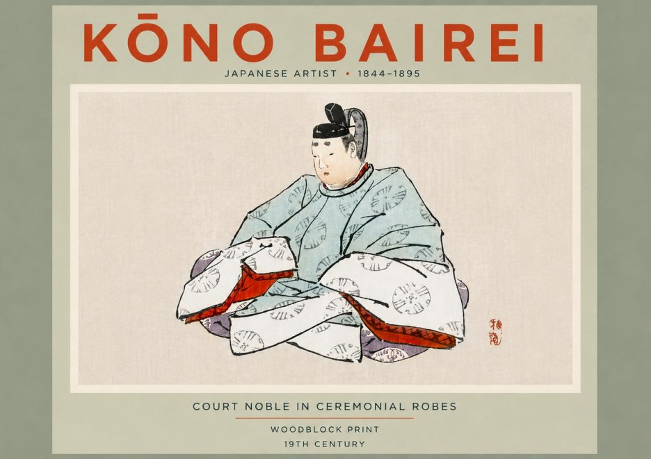 Kōno Bairei Court Noble in Ceremonial Robes No5 - Poster