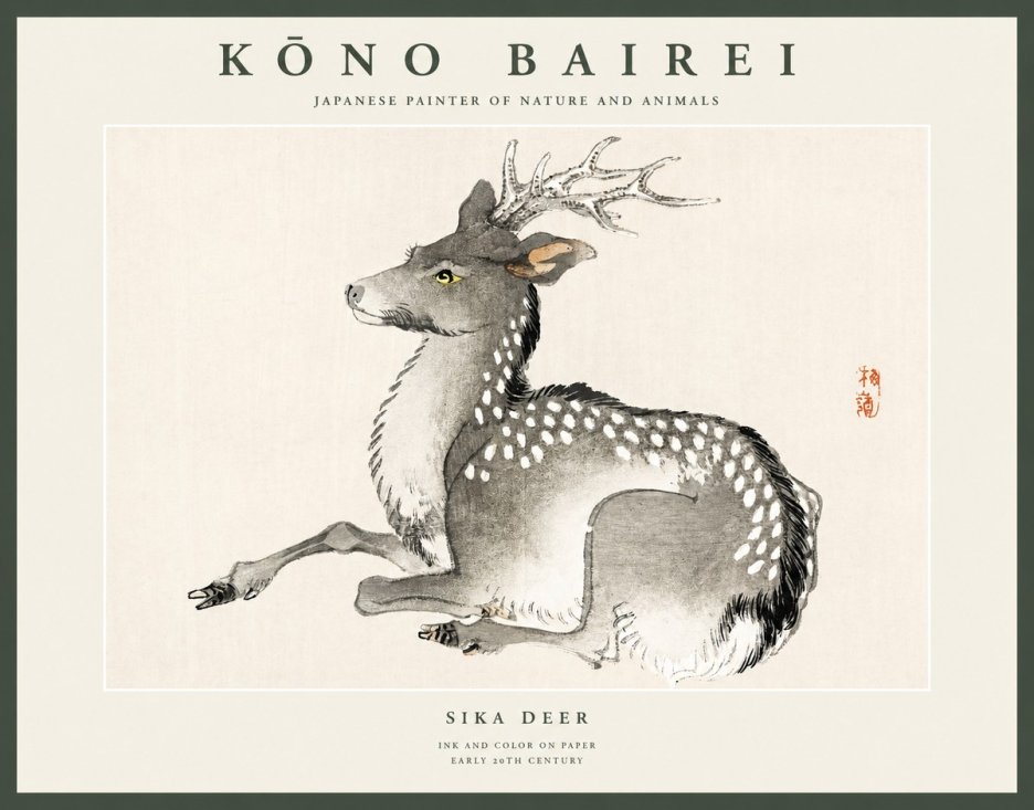 Kōno Bairei Sika Deer No1 - Poster