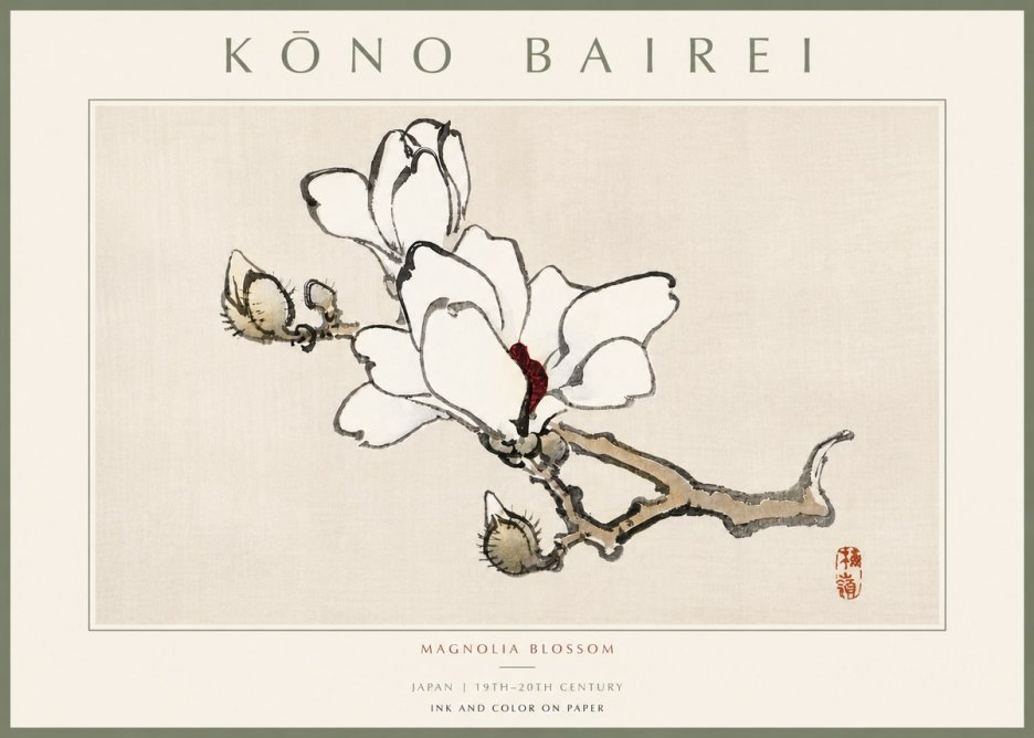 Kōno Bairei Magnolia Blossom No5 - Poster