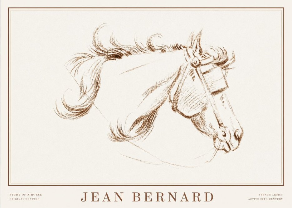 Jean Bernard Study of a Horse I No2 - Poster