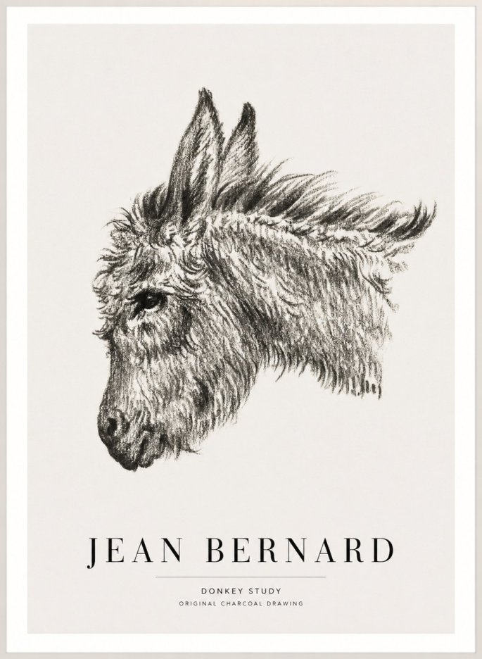 Jean Bernard Donkey Study I No3 - Poster