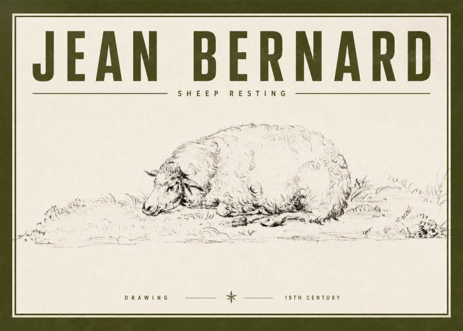 Jean Bernard Sheep Resting on the Ground No6 - Poster