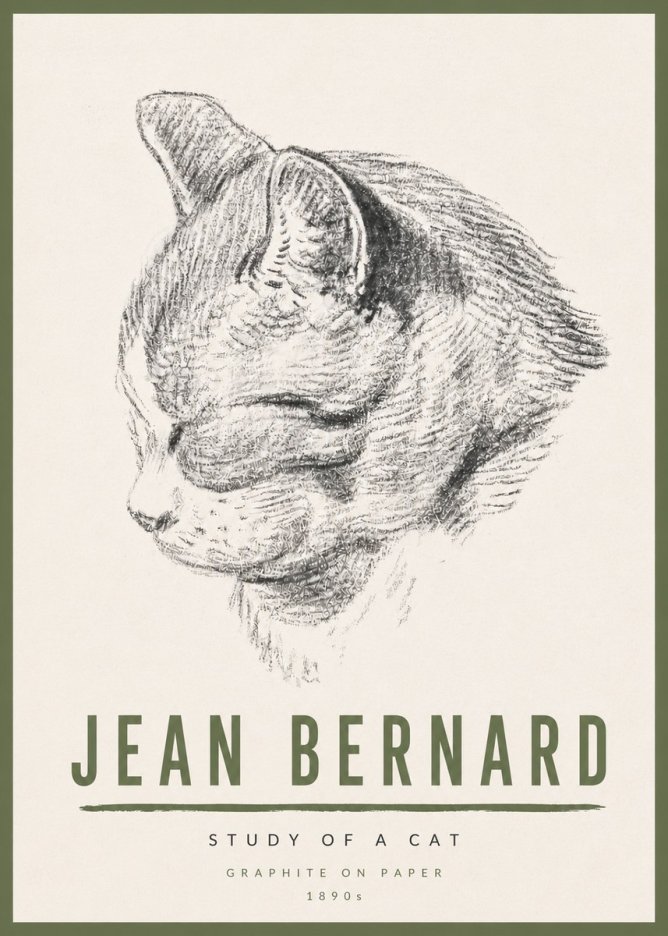 Jean Bernard Cat Study I No6 - Poster