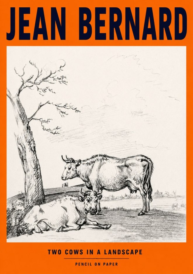 Jean Bernard Two Cows in a Landscape No2 - Poster