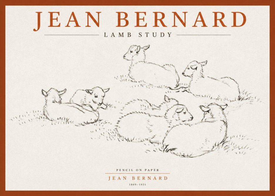 Jean Bernard Study of Lambs No4 - Poster