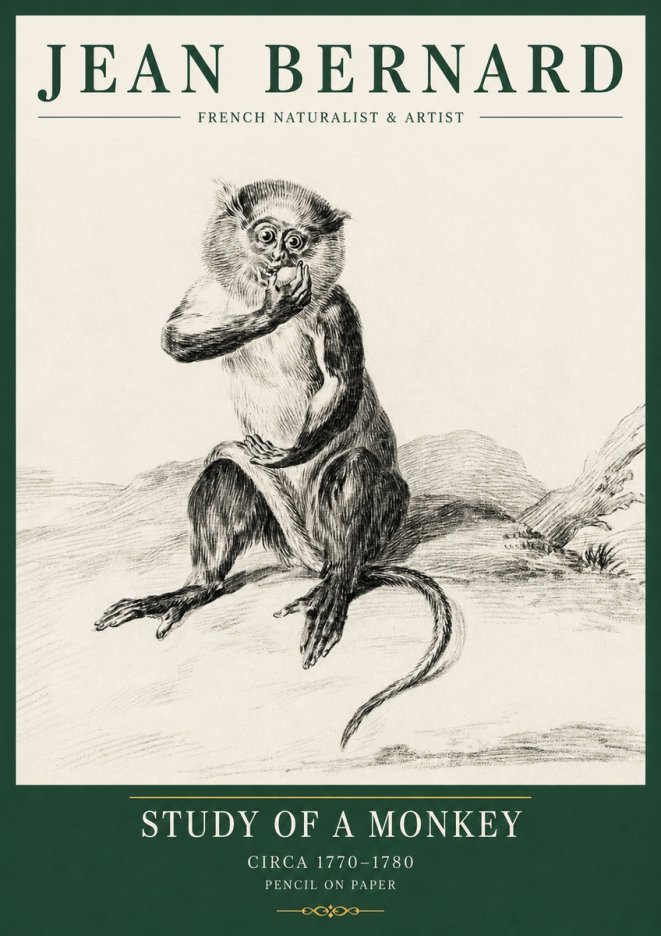 Jean Bernard Study of a Monkey No5 - Poster