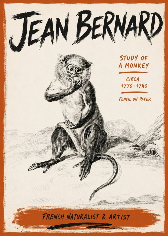 Jean Bernard Study of a Monkey No6 - Poster