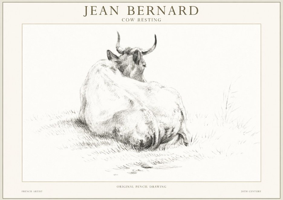 Jean Bernard Study of a Resting Cow I No5 - Poster
