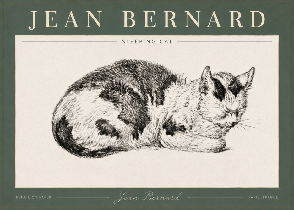 Jean Bernard Sleeping Cat I No4 - Poster