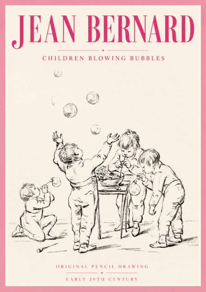 Jean Bernard Children Blowing Bubbles No5 - Poster