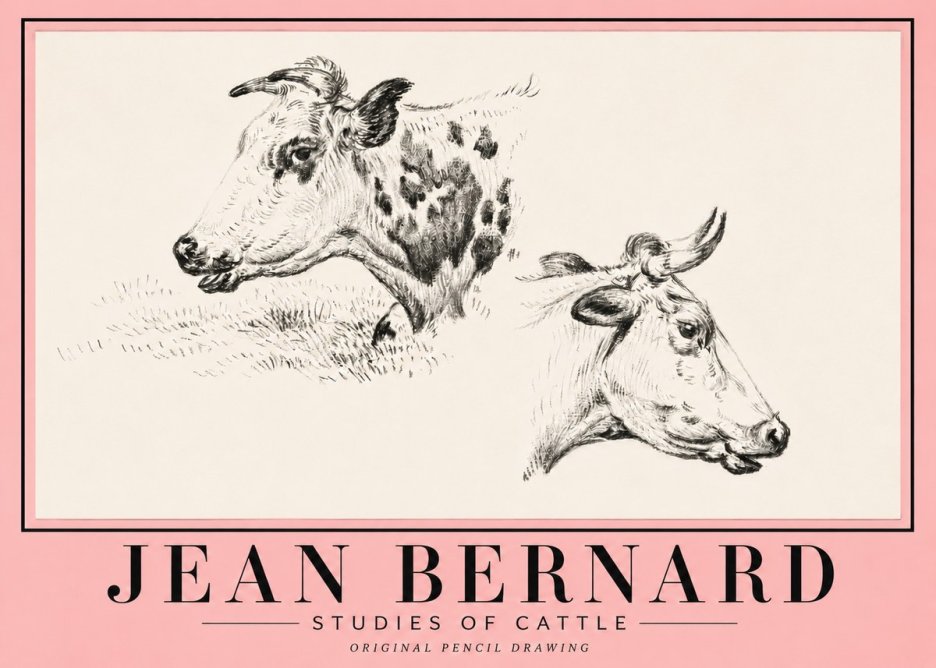 Jean Bernard Studies of Cattle I No5 - Poster