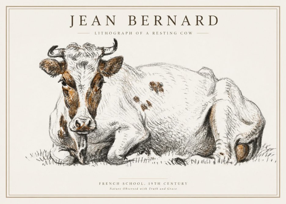 Jean Bernard Study of a Resting Cow III No2 - Poster