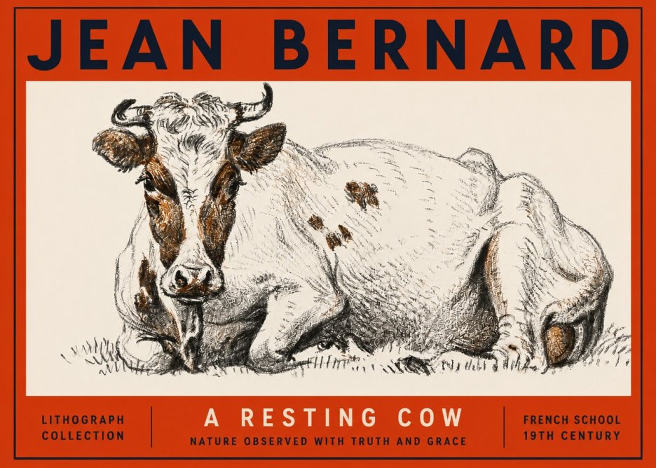 Jean Bernard Study of a Resting Cow III No3 - Poster