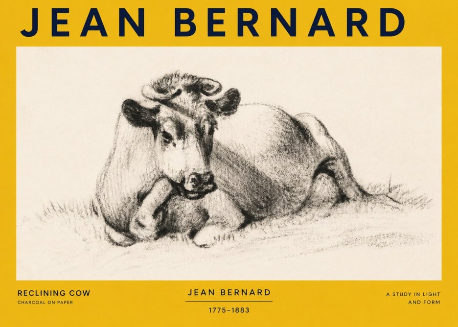 Jean Bernard Reclining Cow I No3 - Poster
