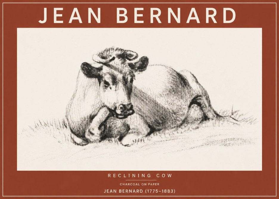 Jean Bernard Reclining Cow I No4 - Poster