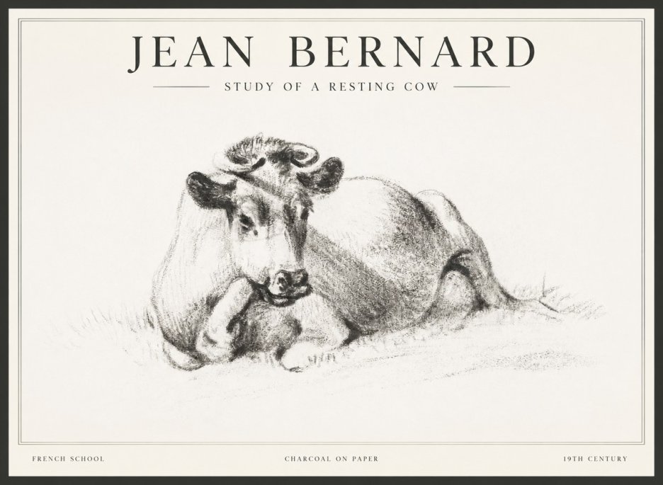 Jean Bernard Reclining Cow I No5 - Poster