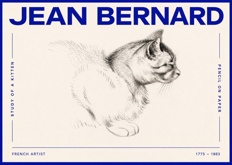 Jean Bernard Study of a Kitten II No4 - Poster