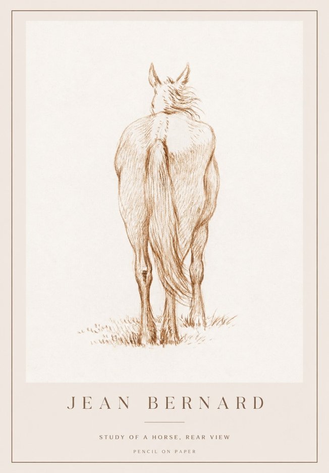 Jean Bernard Study of a Horse, Rear View No1 - Poster