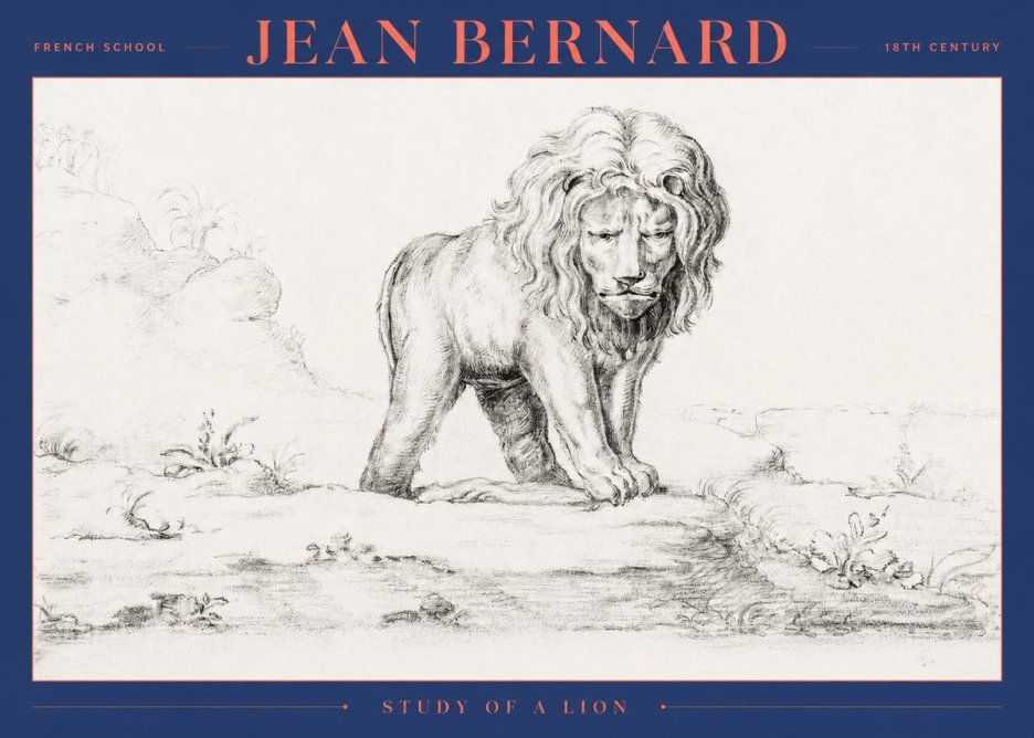 Jean Bernard Study of a Lion I No2 - Poster