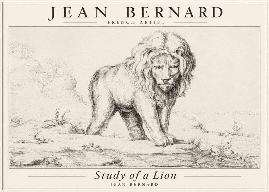 Jean Bernard Study of a Lion I No3 - Poster
