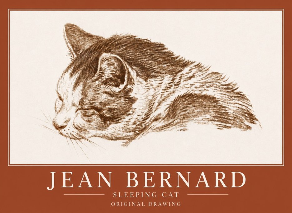 Jean Bernard Sleeping Cat II No4 - Poster