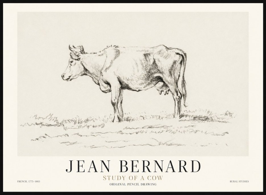 Jean Bernard Study of a Cow III No1 - Poster