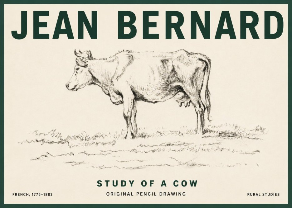 Jean Bernard Study of a Cow III No3 - Poster