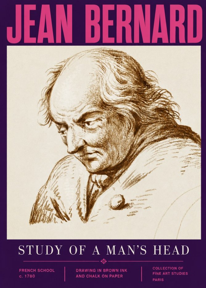 Jean Bernard Study of a Man's Head No5 - Poster