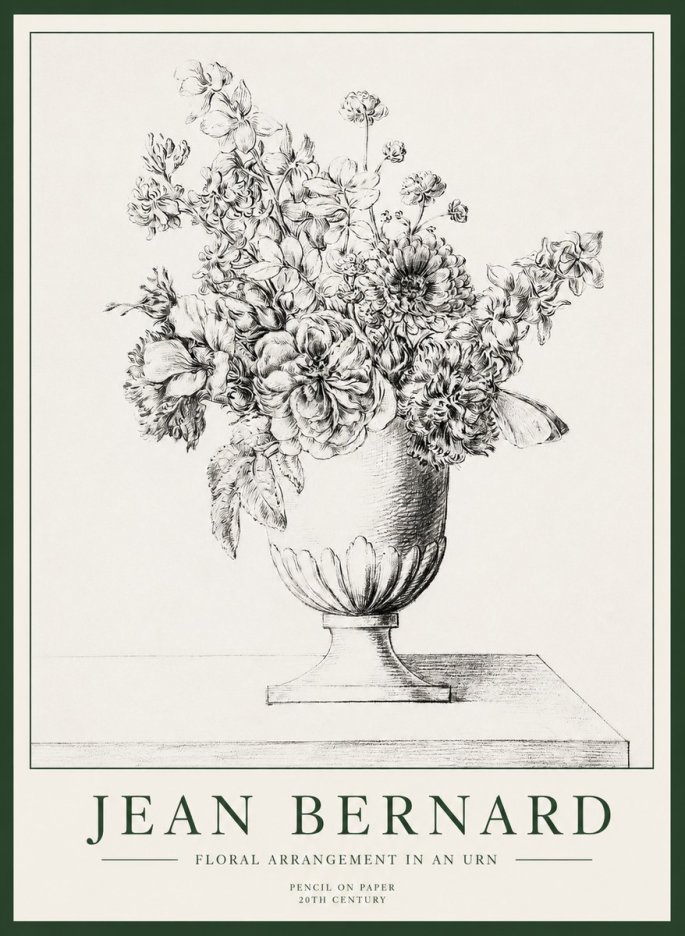 Jean Bernard Floral Arrangement in an Urn No1 - Poster