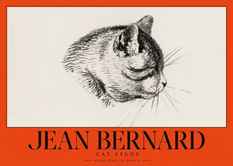 Jean Bernard Cat Study IV No3 - Poster