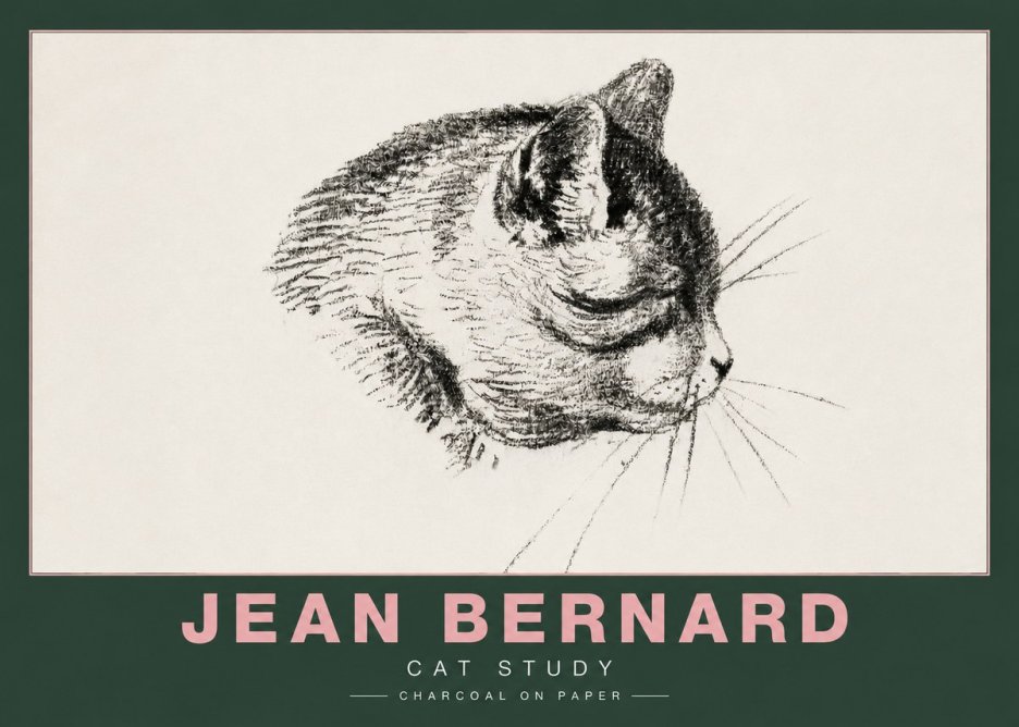Jean Bernard Cat Study IV No4 - Poster