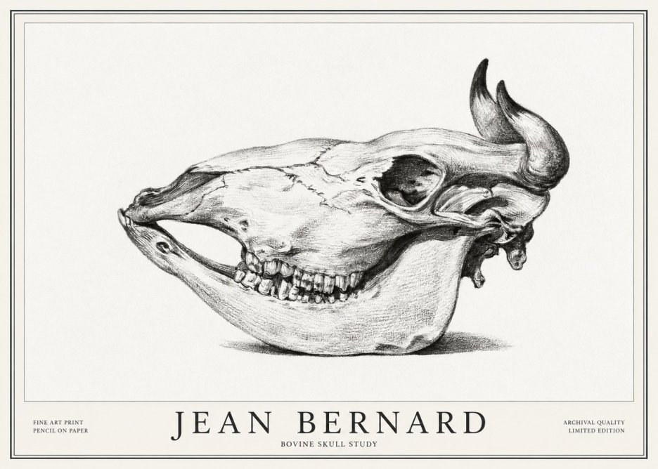 Jean Bernard Bovine Skull Study No1 - Poster