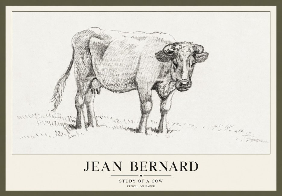 Jean Bernard Study of a Cow V No3 - Poster