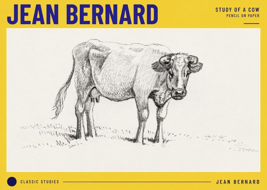 Jean Bernard Study of a Cow V No6 - Poster