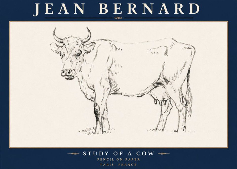 Jean Bernard Study of a Cow VI No6 - Poster